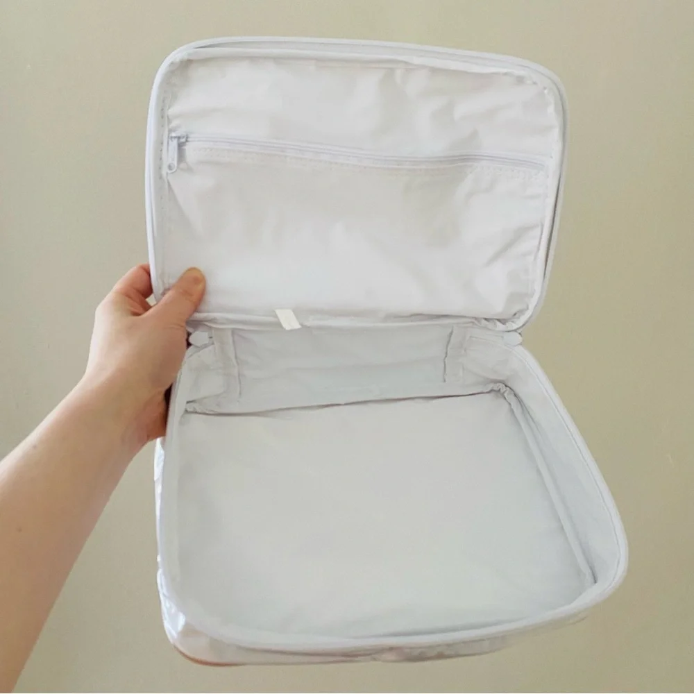 Christian Dior White Vinyl PVC Makeup Pouch Cosmetic Organizing Bag